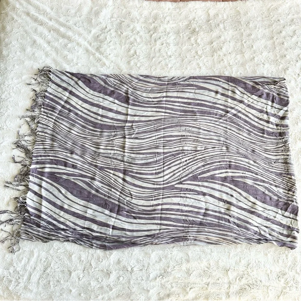 Pashmina Scarf Wrap Shawl Womens Purple Zebra Animal Print Whimsygoth Rave Italy